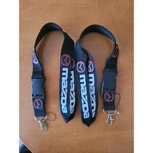 (X2) Best Car Key Holder Brand Mazda Black One Size Lanyards with Metal Clips